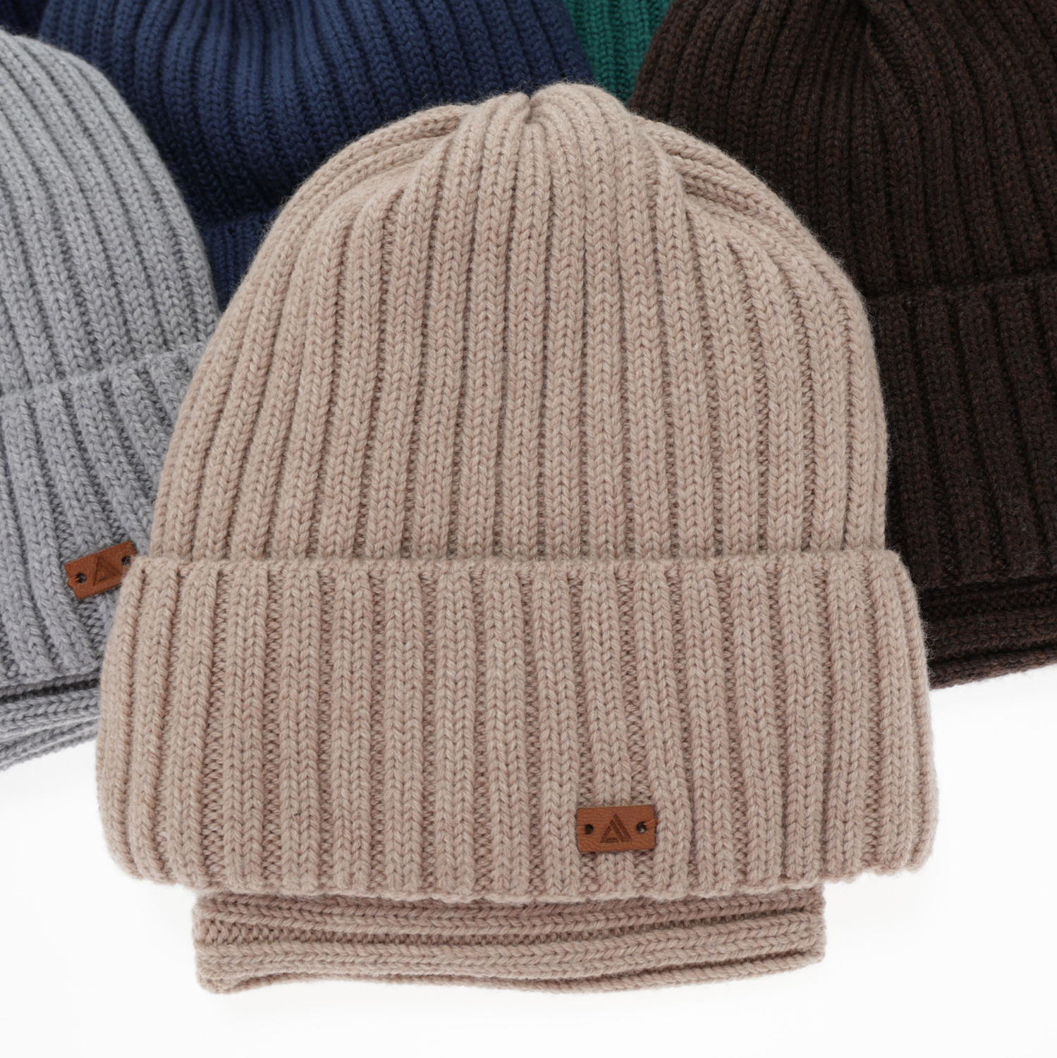 Dreng vintersæt: hue og halsvarmer, beżowy, 100% Merino Uld, Umberto