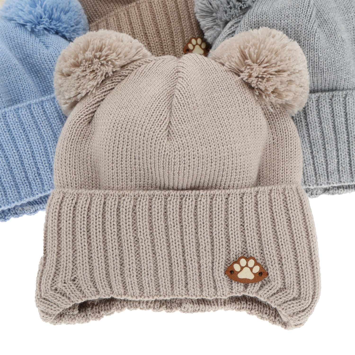 Dreng vinterhue, med bindebånd, med merinould, lysegrå, Rimini