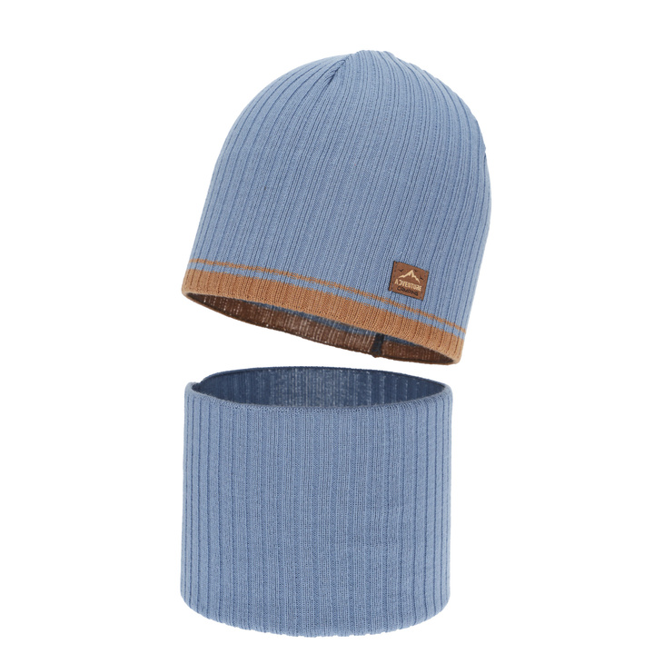 Dreng efterår/forår sæt: hue og halsvarmer, med bomuld, sort, Eirik