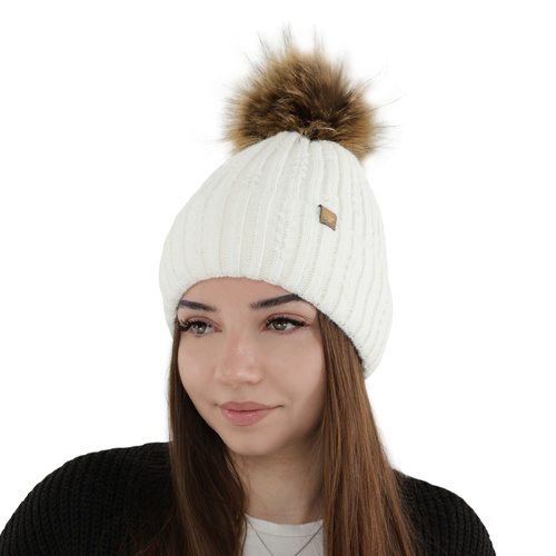 Dame vinterhue, vinter, bordø, med garn pompon, Savona