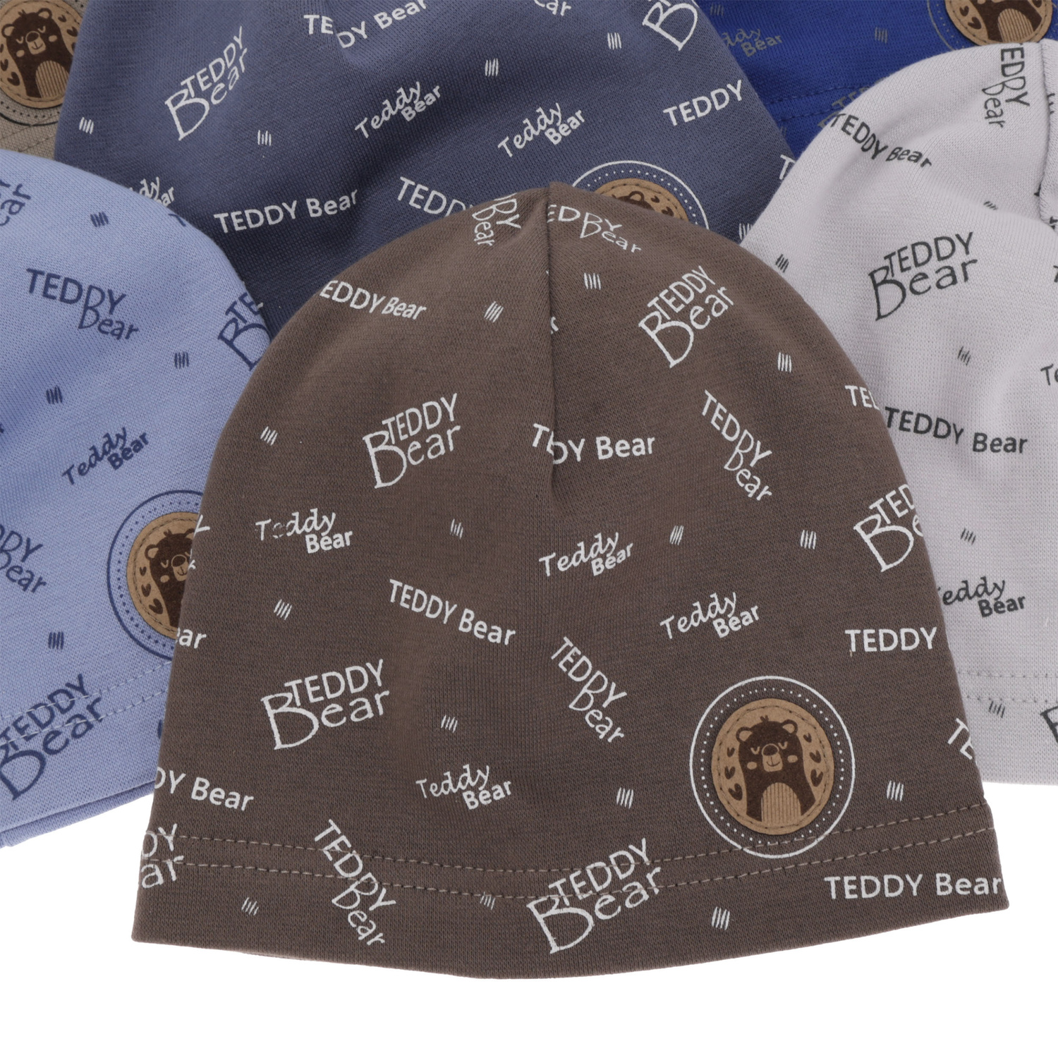 Dreng efterår/forår beret, blå, med patch, med tryk, Tedi