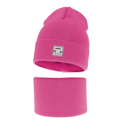 Pige efterår/forår sæt: hue og halsvarmer, med bomuld, rosa, Mersila