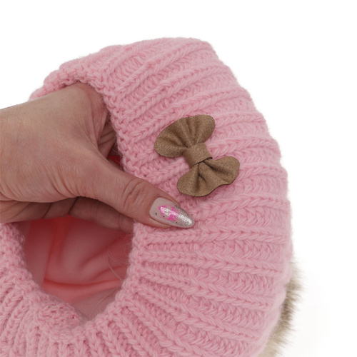 Pige vintersæt: beret og halsrør, grå, med garn pompon, Polinezja