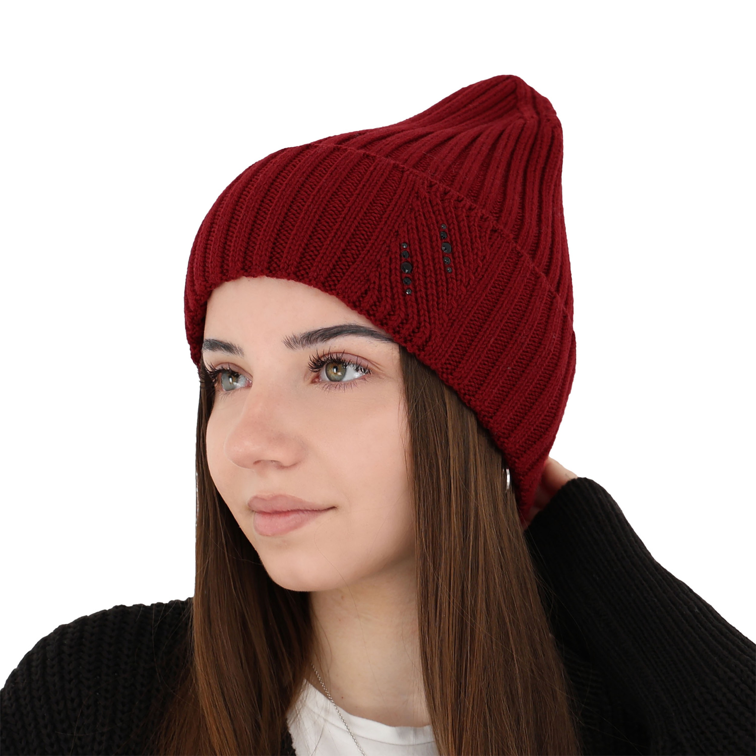 Dame vinterhue, vinter, beige, Med merinould, Ariga