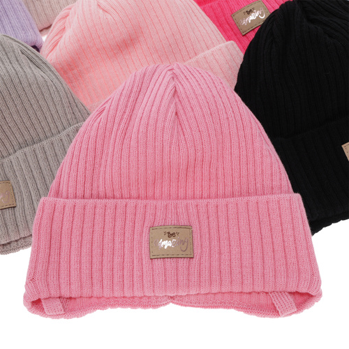 Pige efterår/forår hue, lyserød, med bindebånd, med bomuld, Tindra