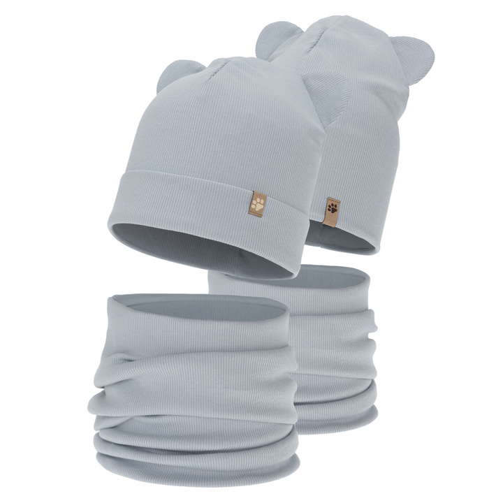 Dreng efterår/forår sæt: hue og halsvarmer, grå, Farim