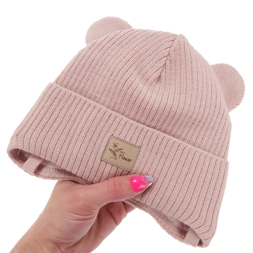 Pige efterår/forår hue, lyserød, med bindebånd, Djona