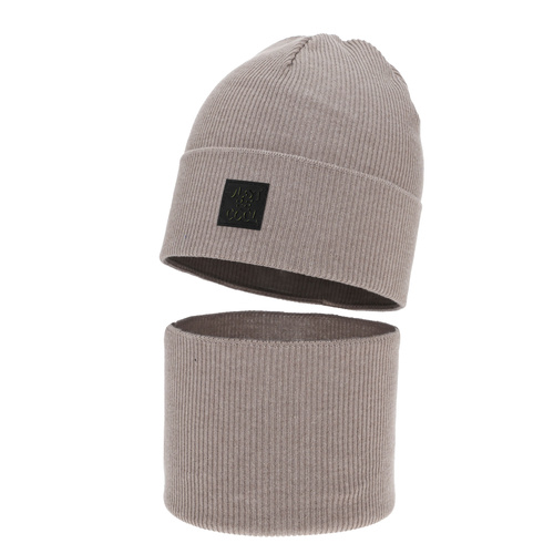 Dreng efterår/forår sæt: hue og halsvarmer, med bomuld, beige, Jonas