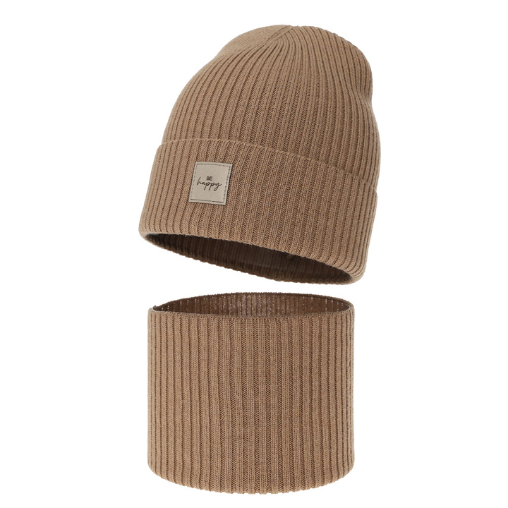 Pige efterår/forår sæt, camel, 100% Merino Uld, Vanita