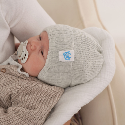 Dreng efterår/forår hue, hvid, med bindebånd, Galvani