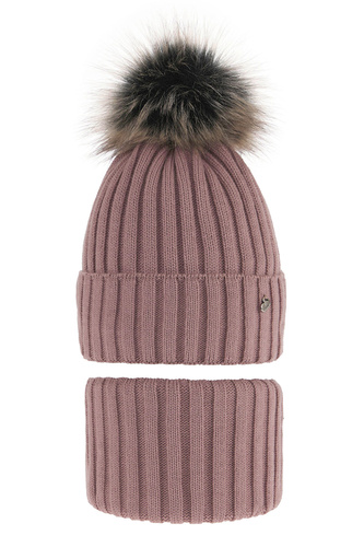 Pige vintersæt: hue og halsvarmer, lilla, Wilma