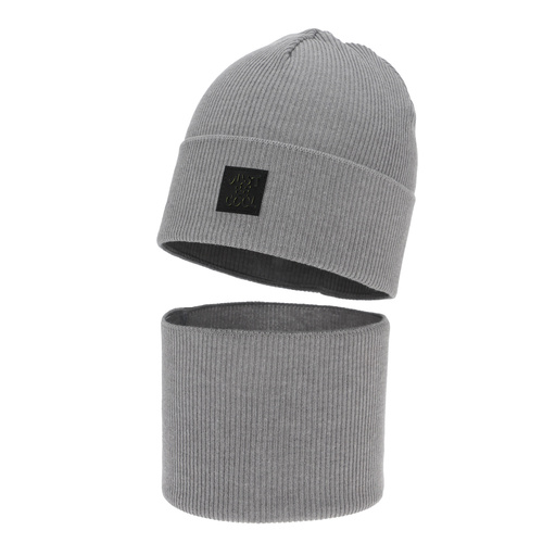 Dreng efterår/forår sæt: hue og halsvarmer, med bomuld, jasnoszary, Jonas