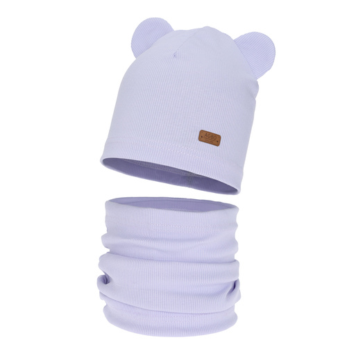 Pige efterår/forår sæt: hue og halsvarmer, bomuld, lilla Georgea
