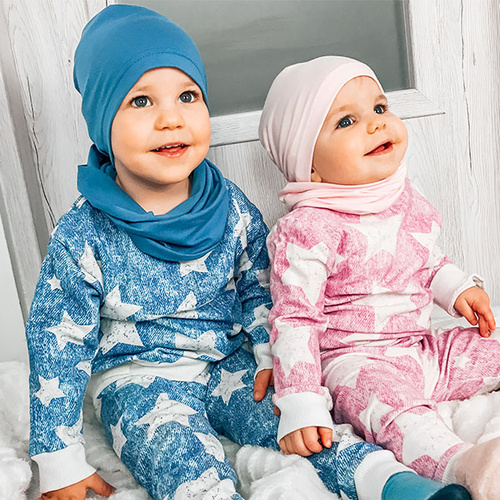 Pige efterår/forår sæt: hue og halsvarmer, rosa, bomuld, Hazelka