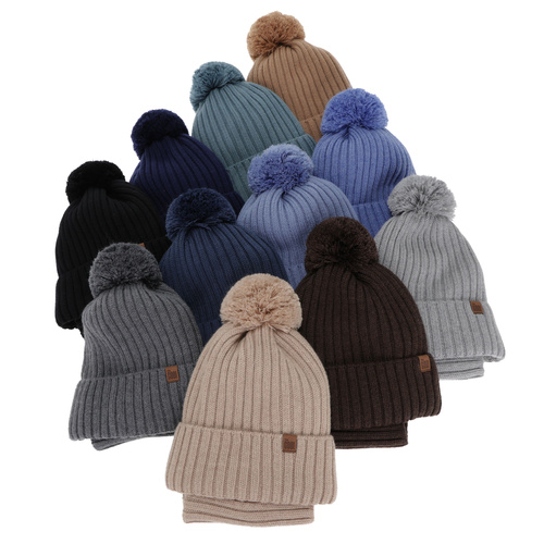 Dreng vintersæt: hue og halsvarmer, camel, 100% Merino Uld, foret med bomuld, Tolmar