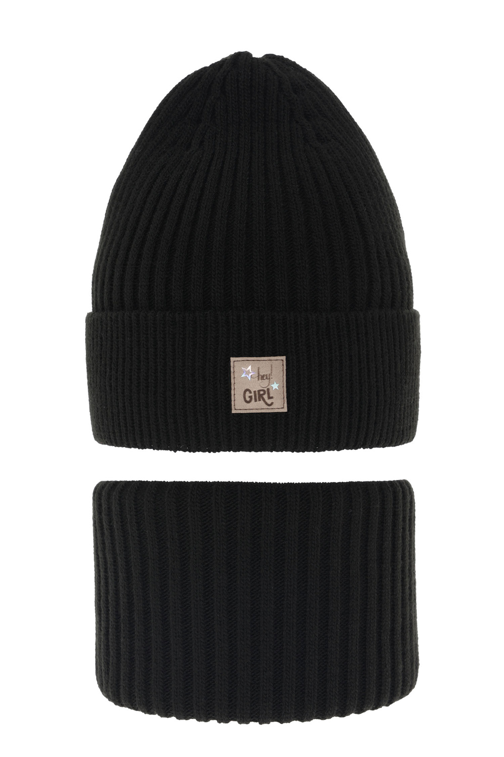 Pige vintersæt: hue og halsrør, sort, Georgina