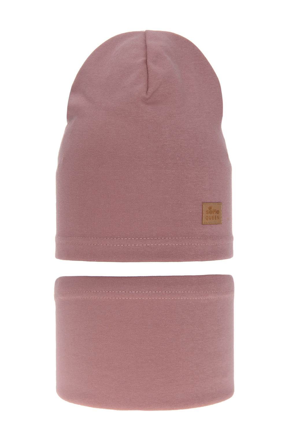 Pige efterår/forår sæt: hue og halsvarmer, lilla, bomuld, Selfie