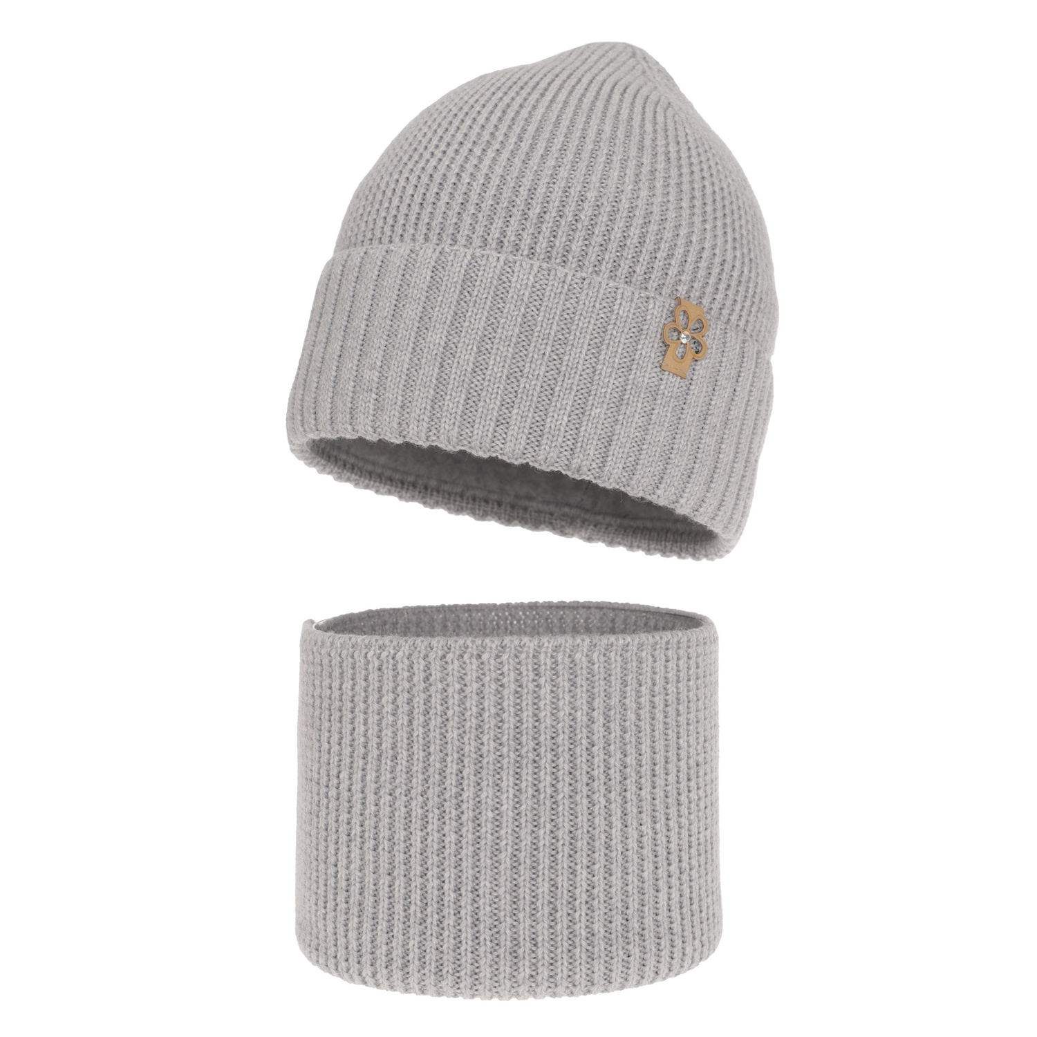 Pige vintersæt, grå, 100% Merino Uld, Nelita