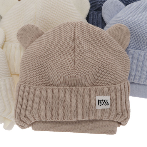 Dreng vintersæt: hue og tørklæde, vinter, grå, med bindebånd, Luciano