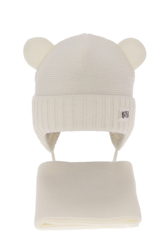 Dreng vintersæt: hue og tørklæde, cremefarvet, Luciano