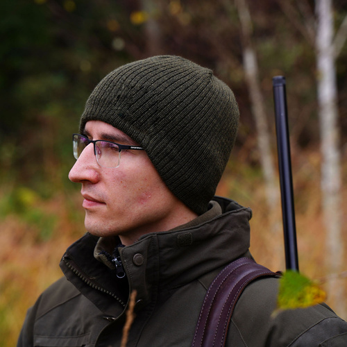 Herre vinterhue, vinter, orange, med merinould, foret med fleece, Bird