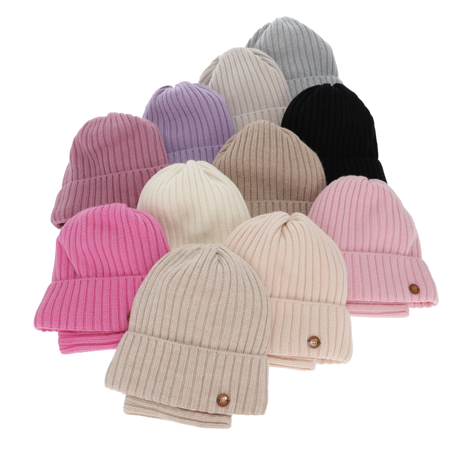 Pige vintersæt: hue og halsvarmer, beige, 100% Merino Uld, foret med bomuld, Vanira