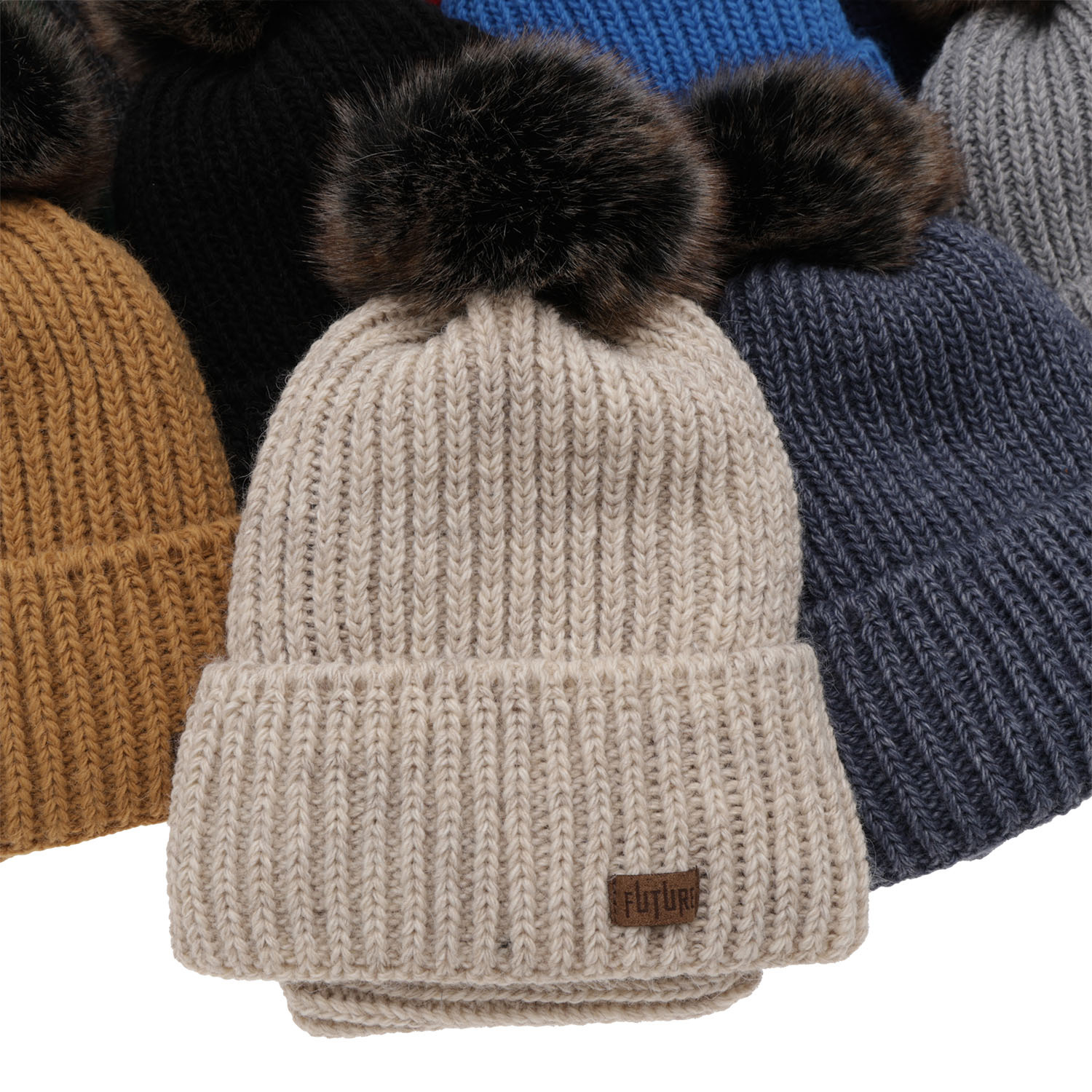 Dreng vintersæt, blå, med garn pompon, Wonder