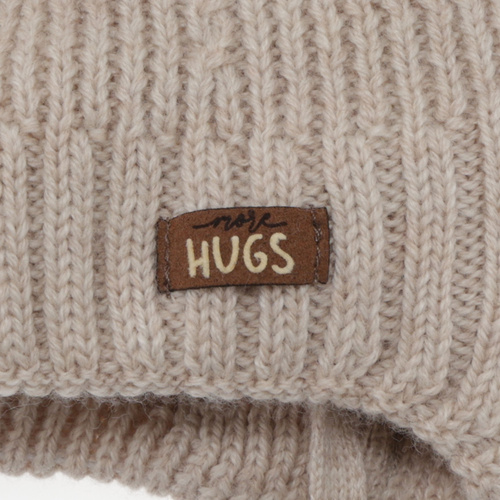Dreng hue og halsedisse, vinter sæt, beige, 100% merinould, foret med uld fleece, Lumio