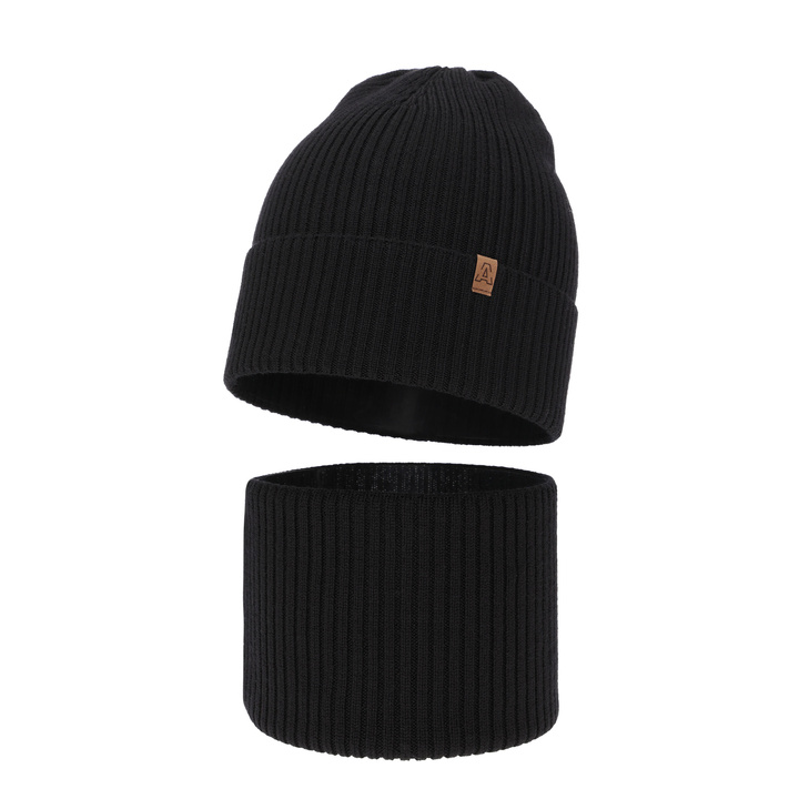 Dreng efterår/forår sæt, sort, med merinould, Lemas