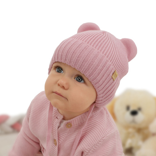 Pige vinterhue, violet, med bindebånd, med merinould, Shira