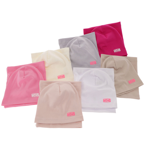 Pige efterår/forår sæt: hue og halsvarmer, sort, bomuld, Friza