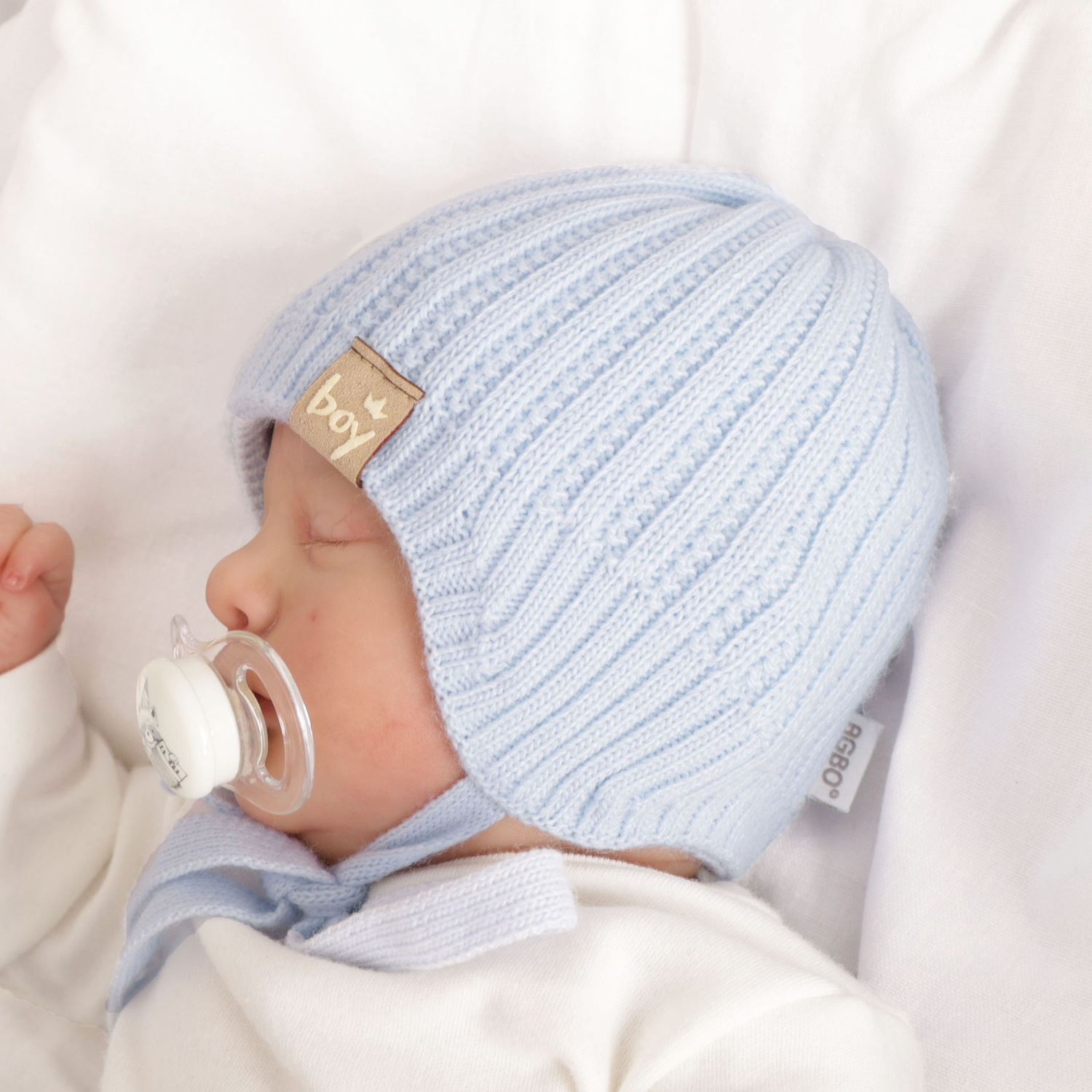 Dreng efterår/forår hue, blå, med bindebånd, Chico