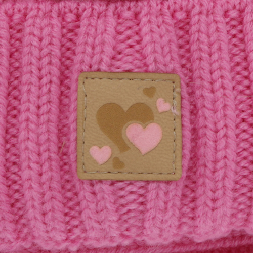 Pige hue og halsedisse, vinter sæt, lyserød, 100% merinould, foret med uld fleece, Ronia