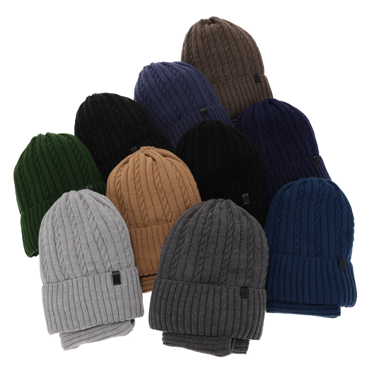 Dreng vintersæt: hue og halsvarmer, camel, med merinould, foret med fleece, Kairo