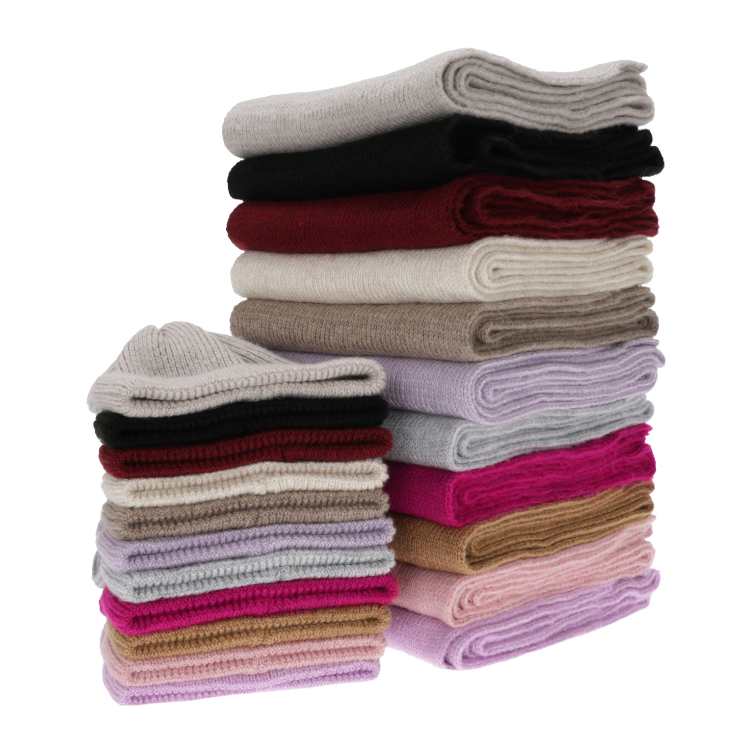 Dame vintersæt: hue og tørklæde, lilla, med merinould, Seala