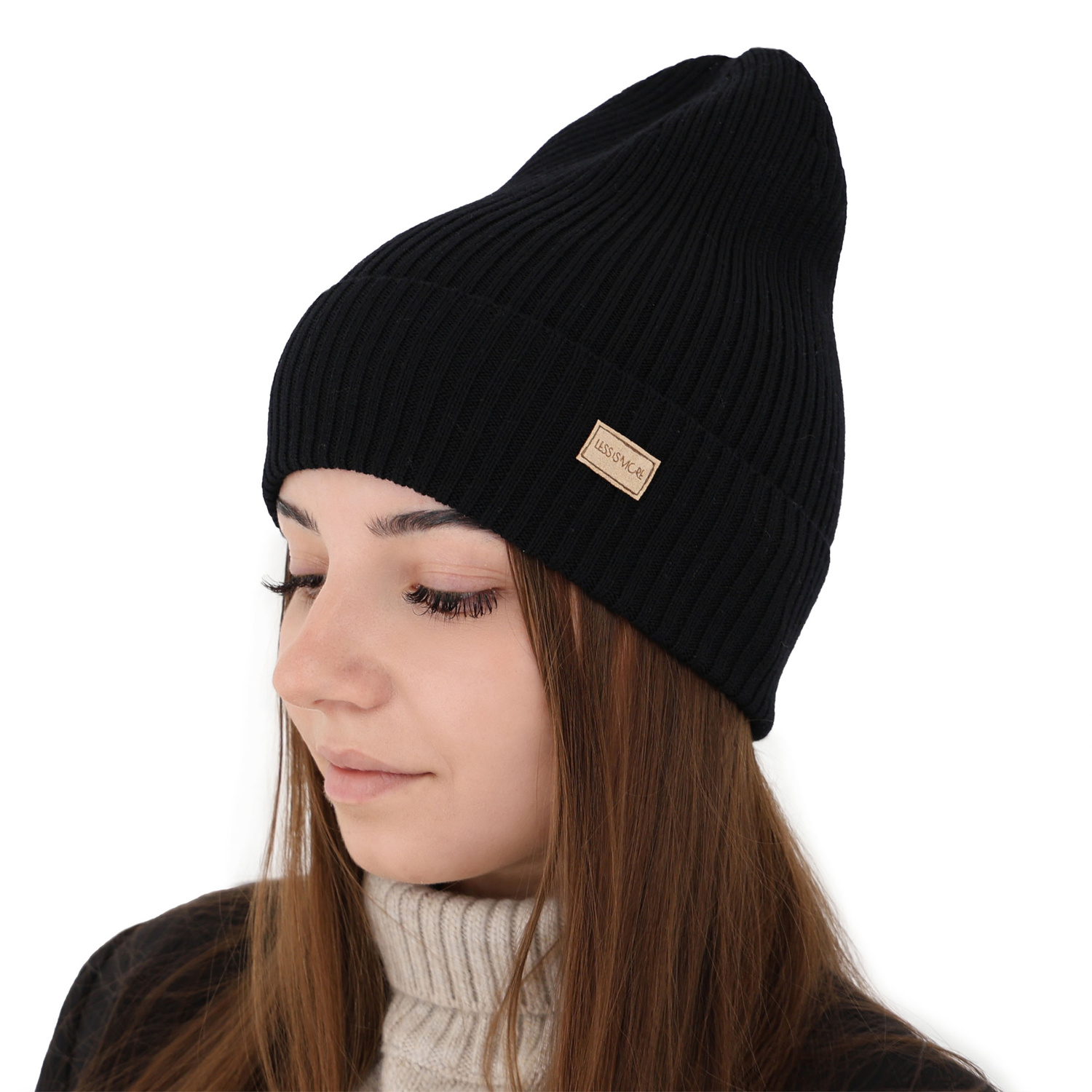 Dame vinterhue, mørk beige, med merinould, Sophie