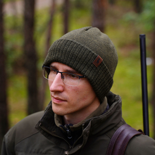 Herre vinterhue, orange, med merinould, Hogan