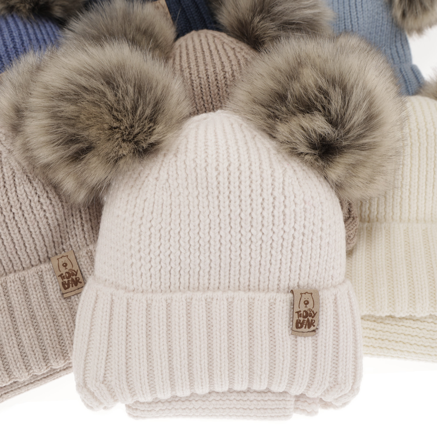 Dreng vintersæt: hue og halsvarmer, blå, med bindebånd, 100% Merino Uld, Konor