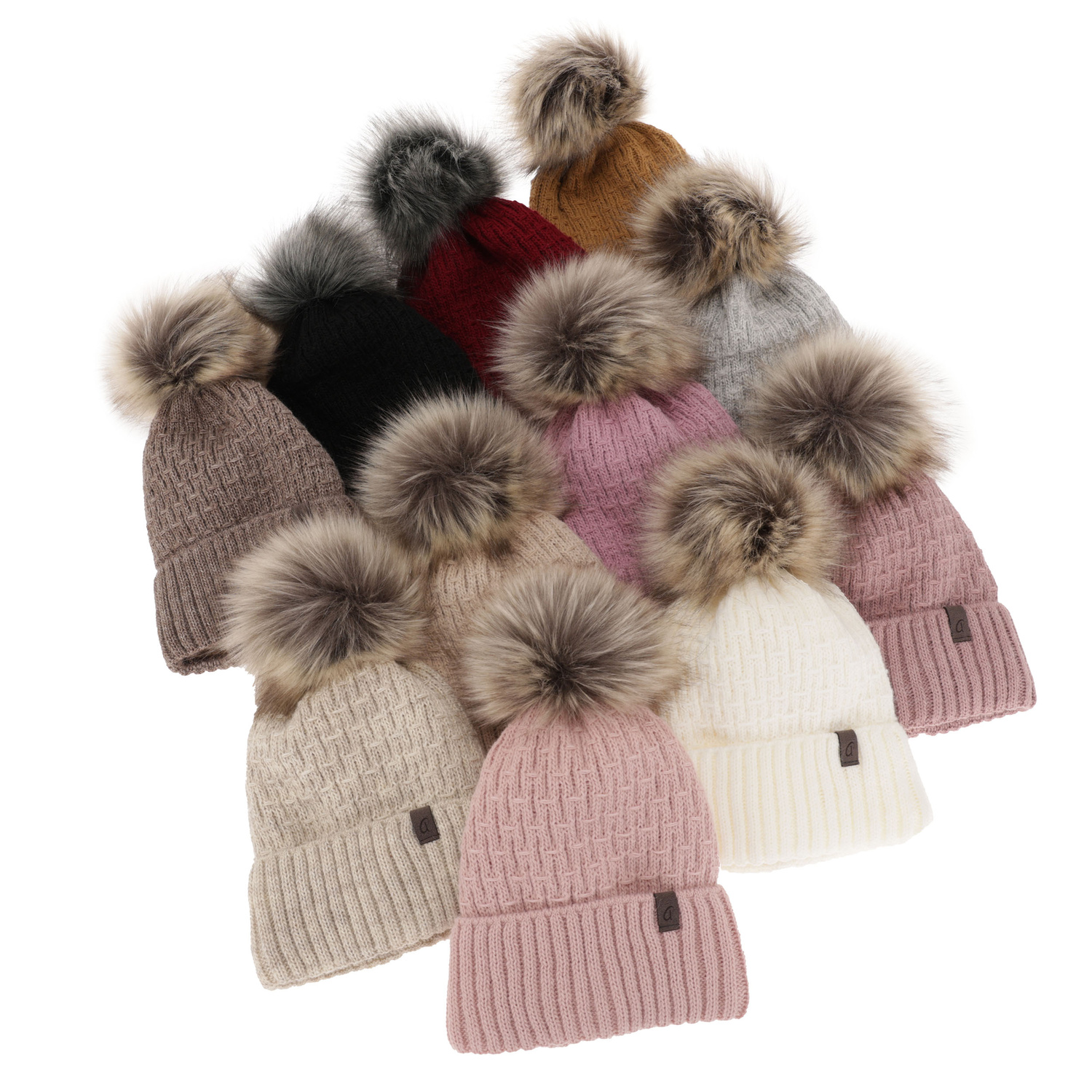 Dame vinterhue, vinter, pink, med garn pompon, Gaba