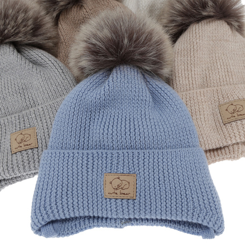 Dreng vinterhue, med bindebånd, 100% Merino Uld, beige, Jergen