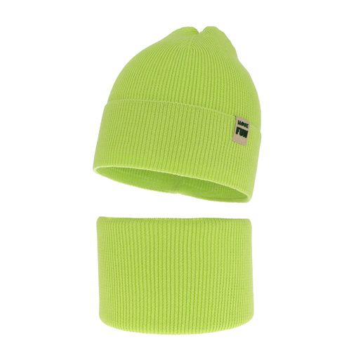 Dreng efterår/forår sæt: hue og halsvarmer, med bomuld, lysegrøn, Ottavio