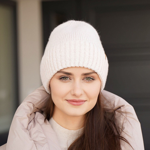 Dame vinterhue, lyserød, med merinould, Alvara