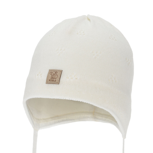 Dreng efterår/forår hue, beige, med bindebånd, Slate