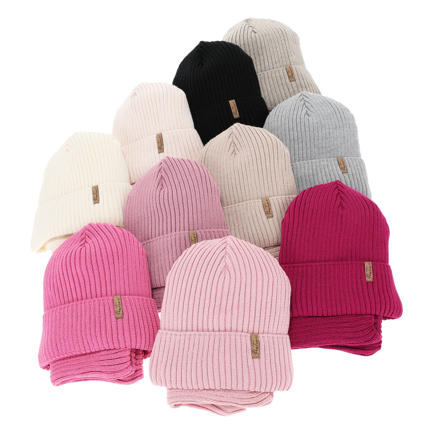 Pige vintersæt hue og halsvarmer, foret med bomuld, beige, med merinould, Odette