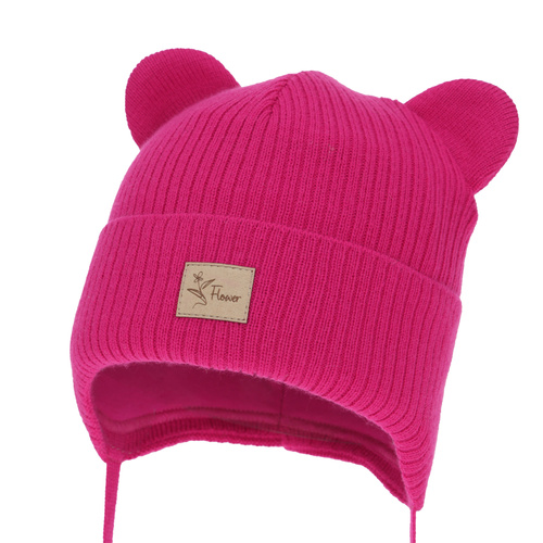 Pige efterår/forår hue, amarantowa, med bindebånd, Djona