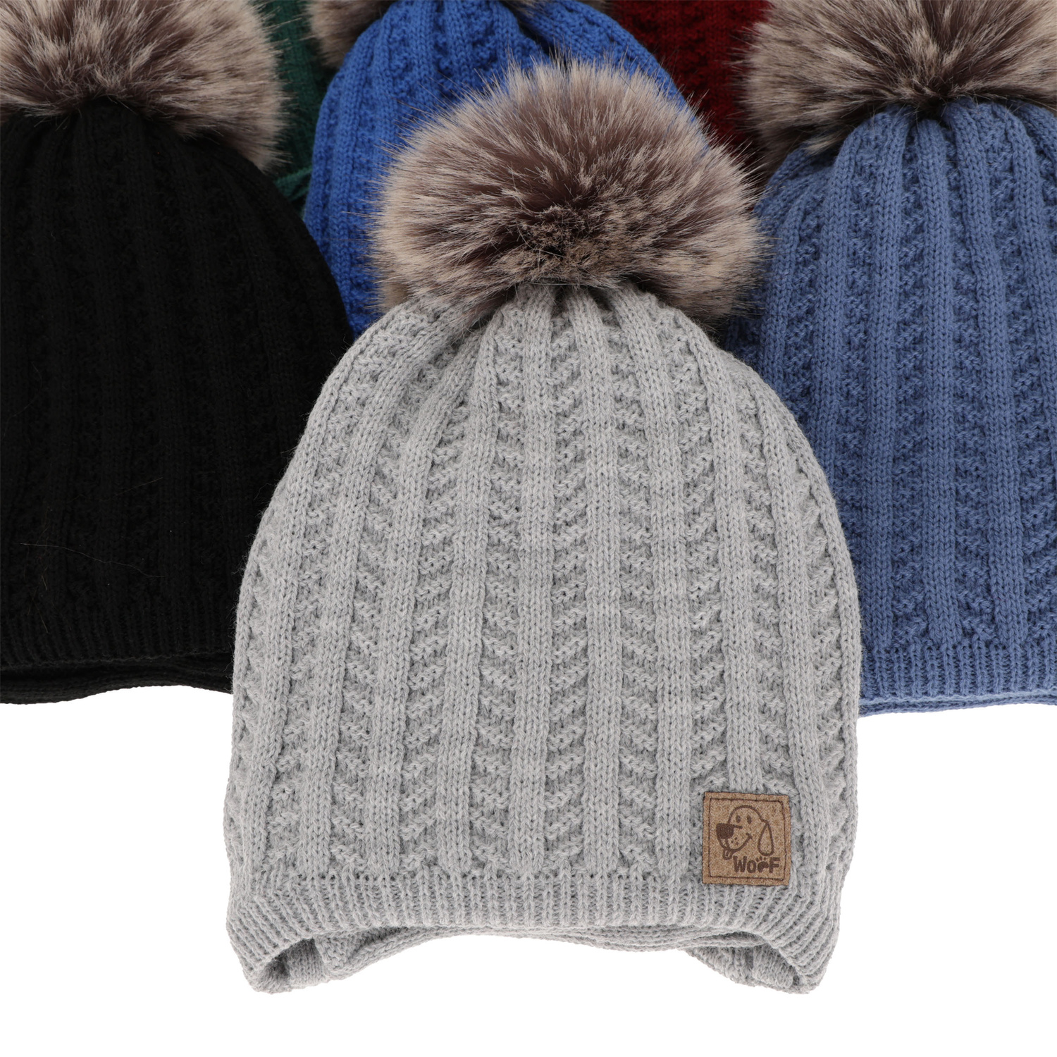 Dreng vintersæt: hue og halsrør, navy, med garn pompon, Endo