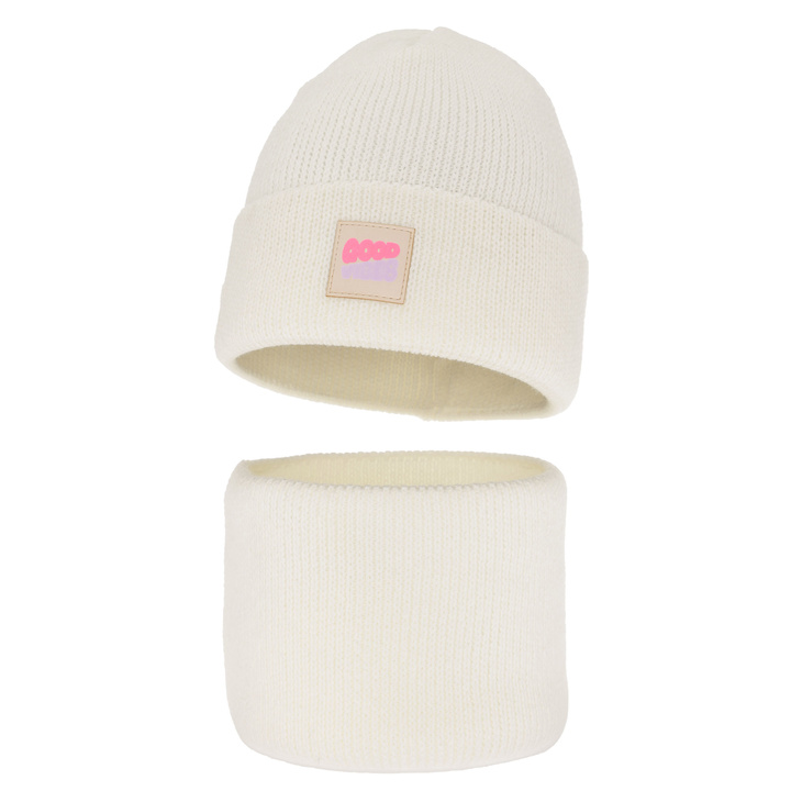 Pige vintersæt: hue og halsvarmer, creme, Josephin