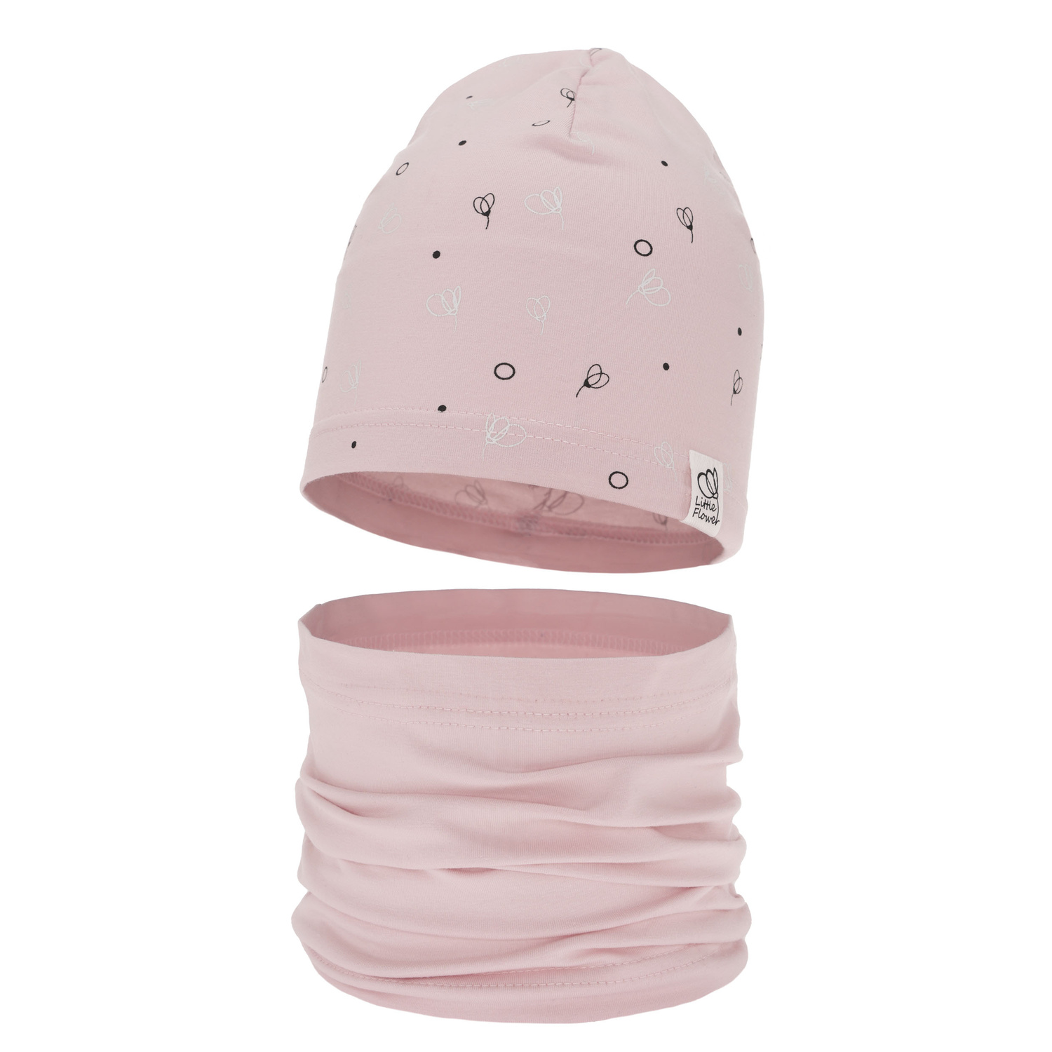 Pige efterår/forår sæt: hue og halsvarmer, pink, bomuld, Fiora