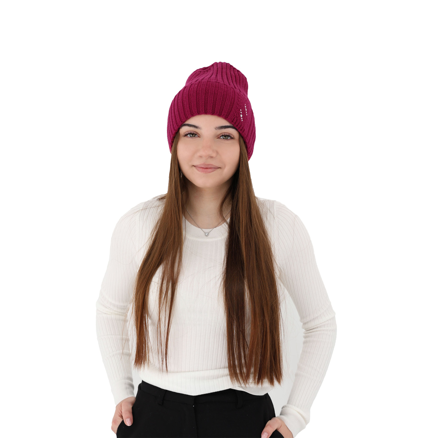 Dame vinterhue, rosa, med merinould, Ariga