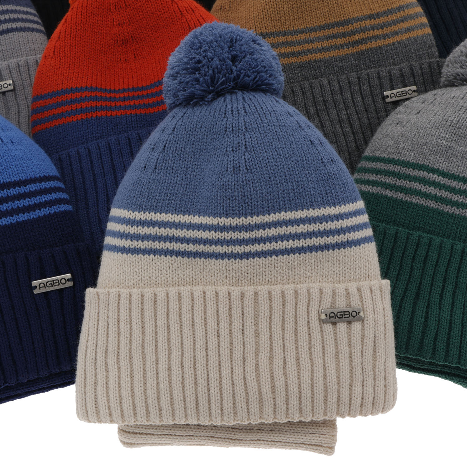 Dreng vintersæt: hue og halsrør, grå, med garn pompon, Pallas